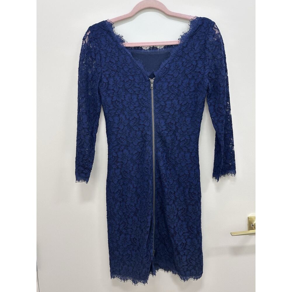 Diane Von Furstenberg Zarita Navy Lace Dress Size 6 - Picture 7 of 13